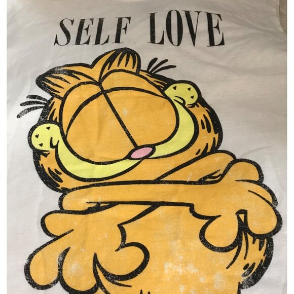 Garfield Self Love Sleeveless Tank Top Medium Unisex Cotton Polyester Hugs - Picture 2 of 7